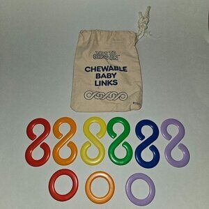 9 Chewable Baby Links Toy Lot Loop Hook Ring Rainbow Toys To Grow On Lot #1511
